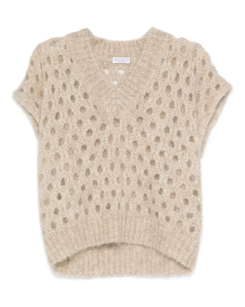 Brunello Cucinelli Pullunder mit V-Ausschnitt - Nude Nude