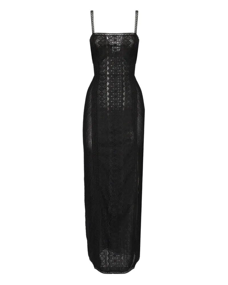 Charo Ruiz Maxikleid mit Spitzeneinsätzen - Schwarz Schwarz