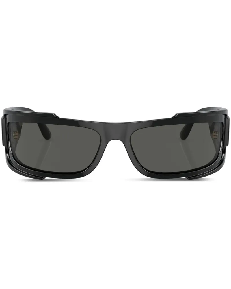 Versace Eckige Sonnenbrille mit Logo-Schild - Schwarz Schwarz
