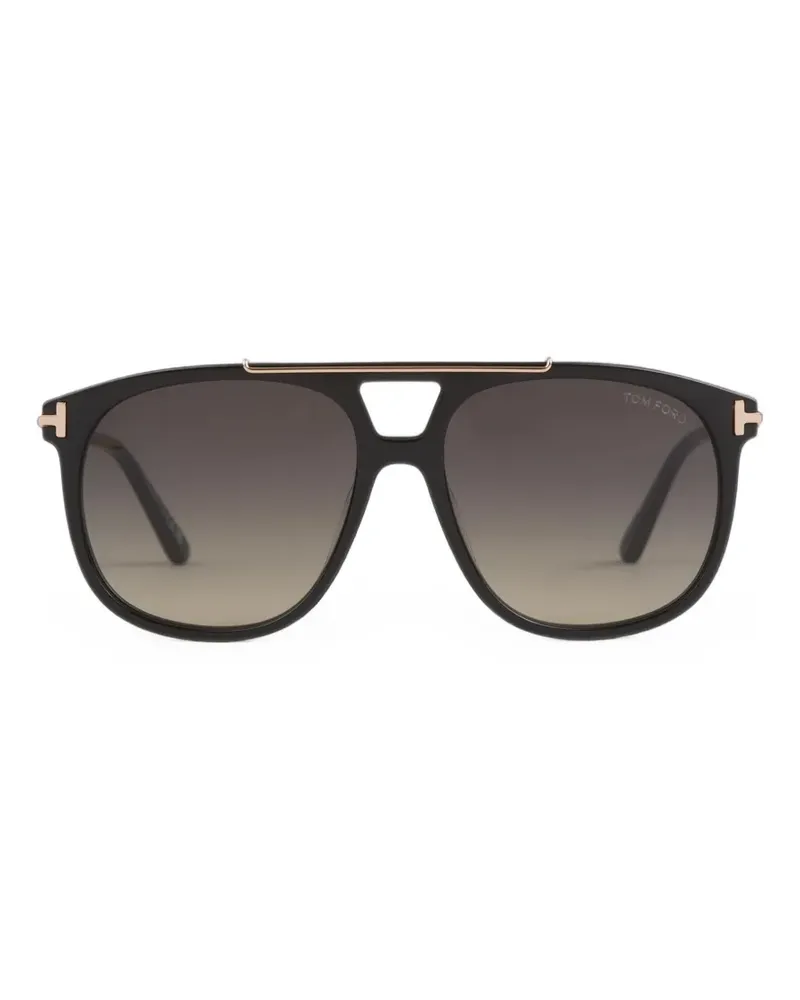 Tom Ford Eckige Sam Sonnenbrille mit Doppelsteg - Schwarz Schwarz