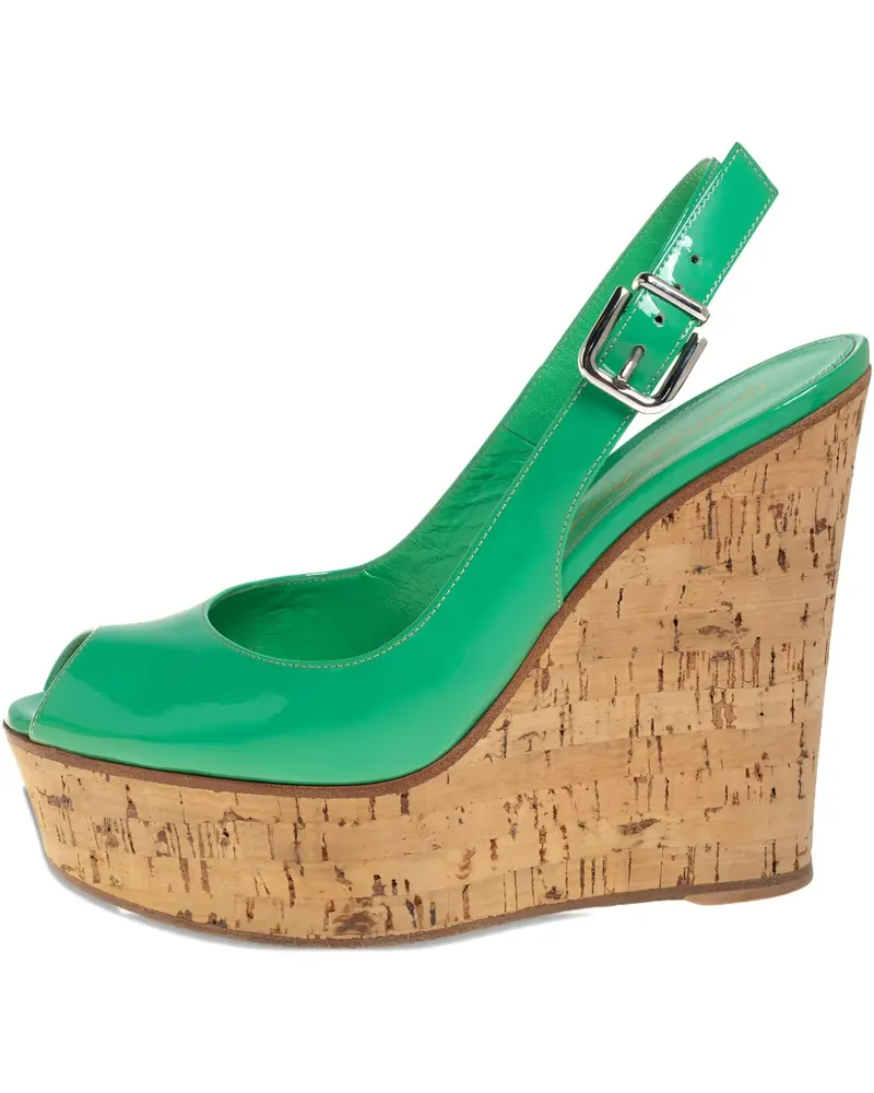 Gianvito Rossi Wedge-Sandalen aus Lackleder - Grün Grün