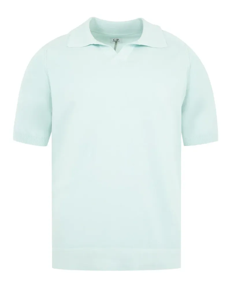 C.P. Company Gestricktes T-Shirt mit Poloshirtkragen - Blau Blau