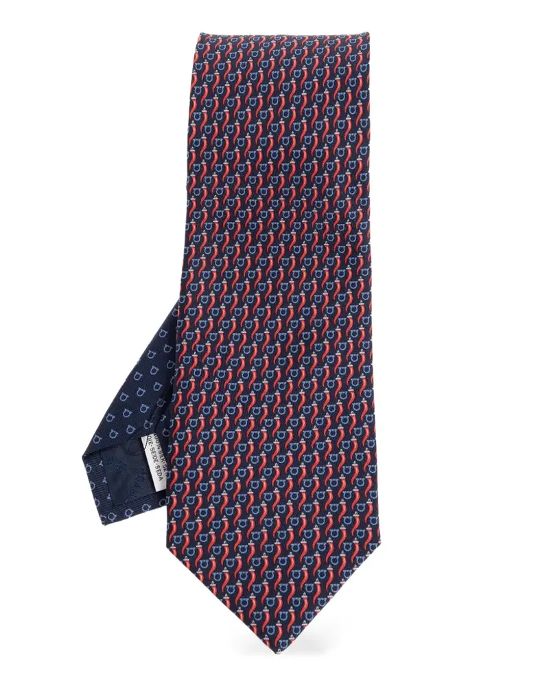 Ferragamo Krawatte mit Gancini Chili-Print - Blau Blau