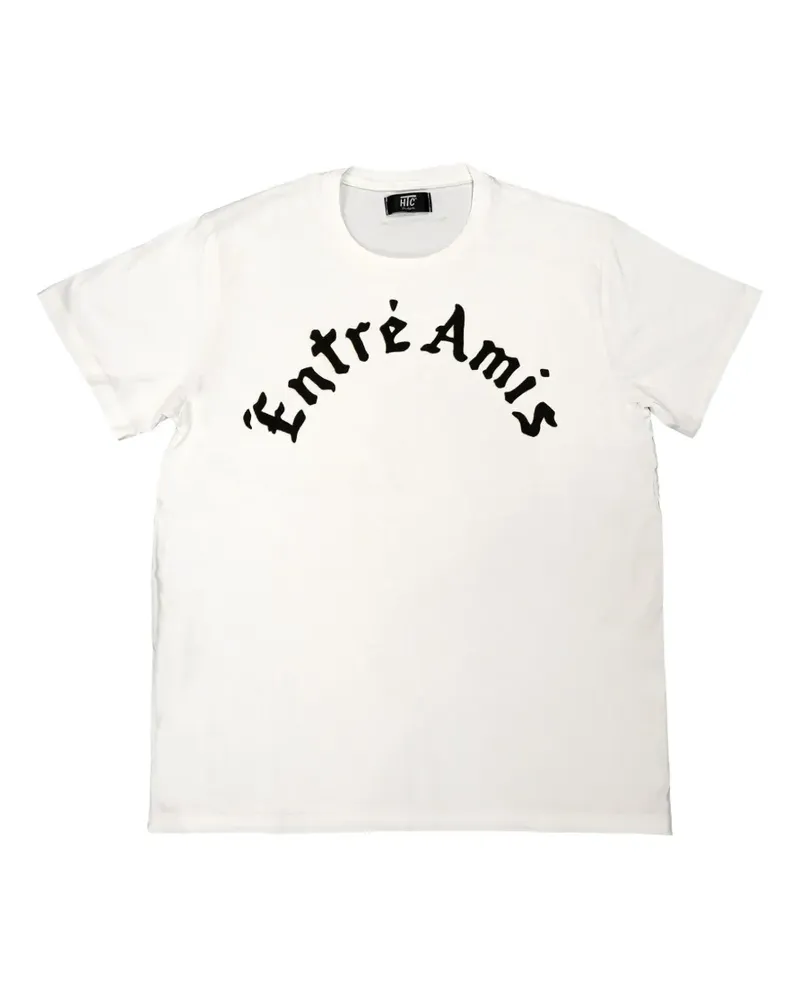HTC Hollywood Trading Company Entre Amis T-Shirt mit beflocktem Print - Weiß Weiß