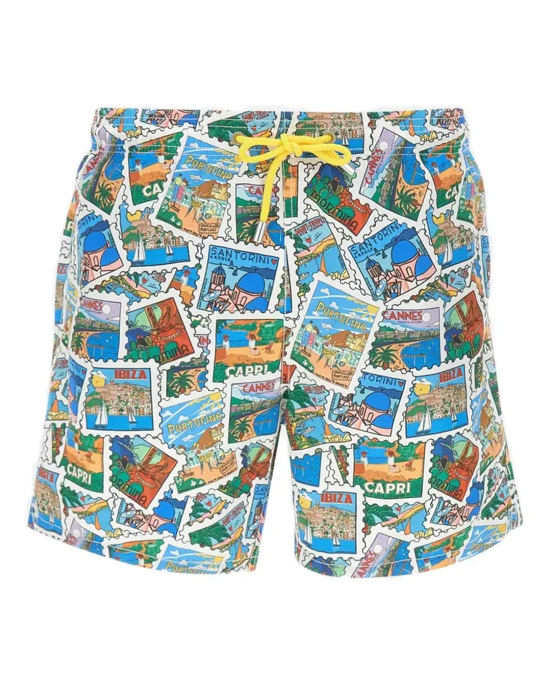 MC2 Saint Barth Gustavia postcard-print swim shorts - Blau Blau