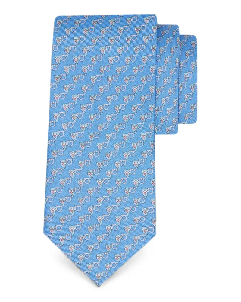 Ferragamo Seidenkrawatte mit Eulen-Print - Blau Blau