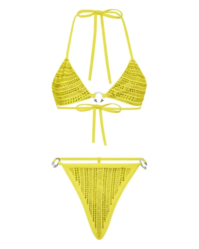Philipp Plein Bandeau-Bikini mit Kristallen - Gelb Gelb