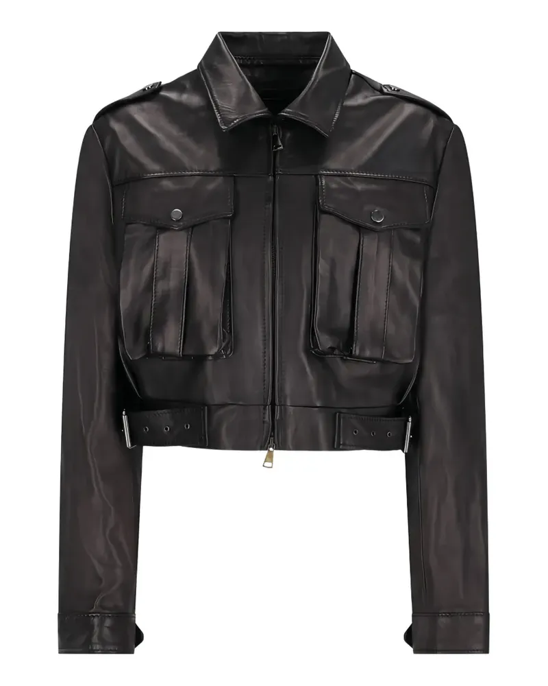 Alessandra Rich zip-up leather jacket - Schwarz Schwarz