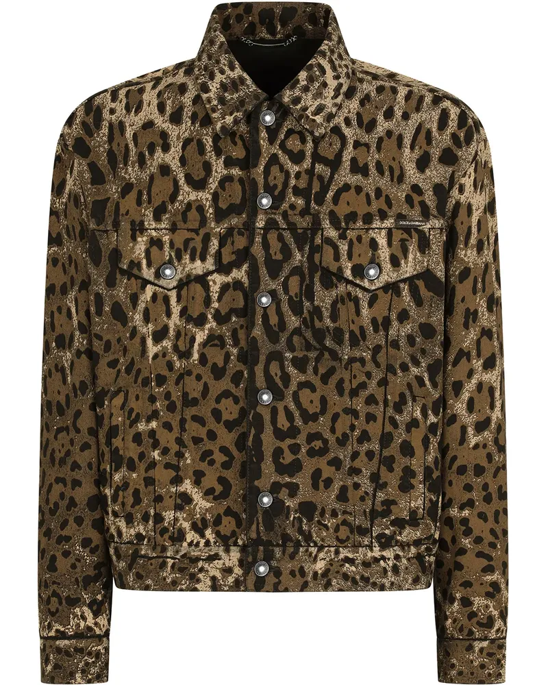 Dolce & Gabbana Jeansjacke mit Leoparden-Print - Braun Braun