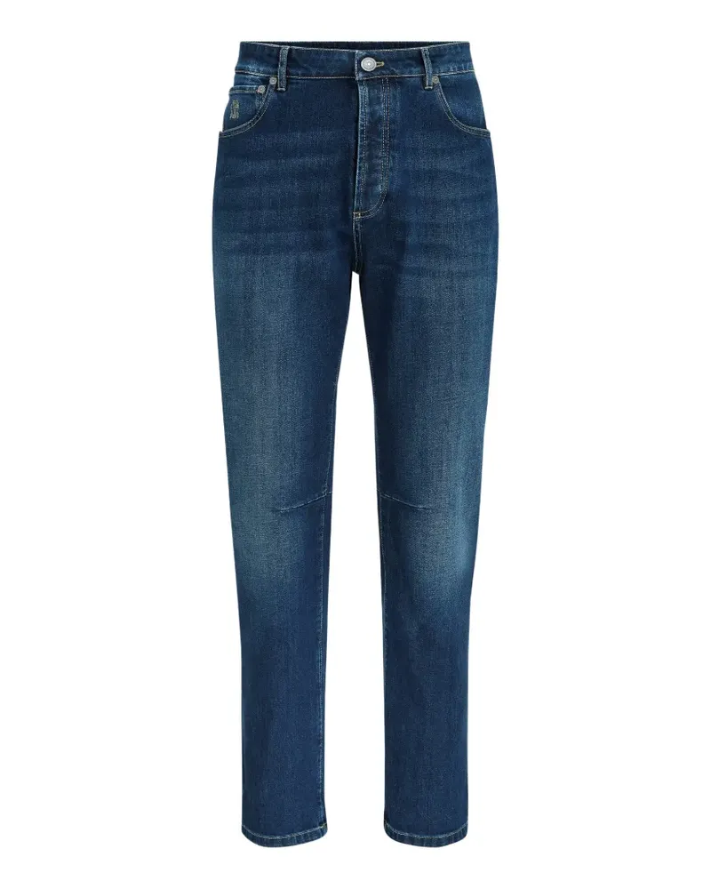 Brunello Cucinelli comfort cotton denim leisure-fit five-pocket trousers - Blau Blau