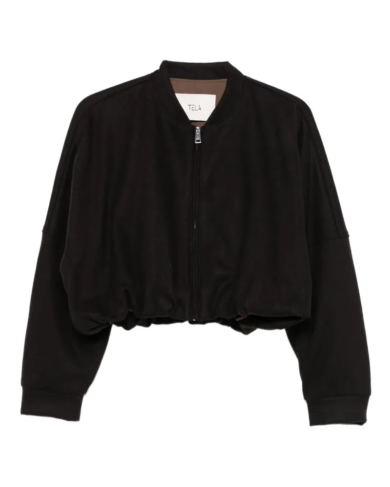 TELA Cropped-Bomberjacke - Schwarz Schwarz