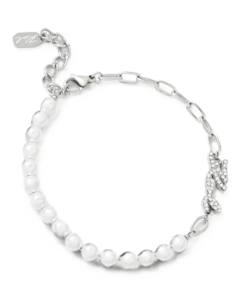Karl Lagerfeld faux-pearl crystal-embellished bracelet - Silber Silber