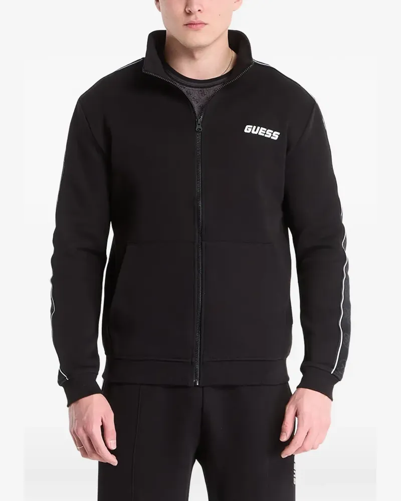 Guess Sweatshirtjacke mit Logo-Streifen - Schwarz Schwarz