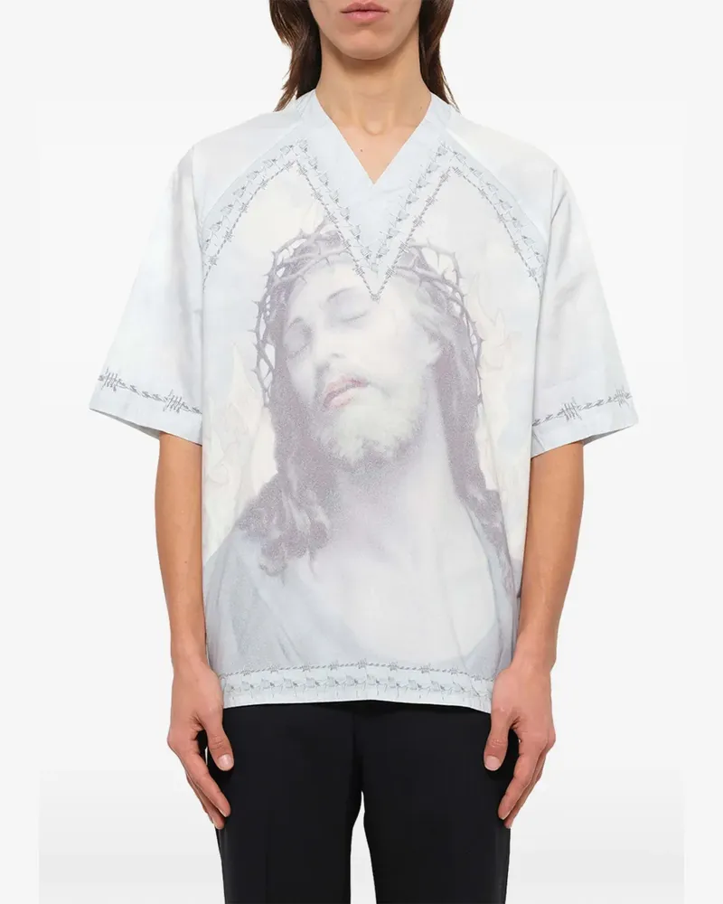 Givenchy T-Shirt mit Christus-Print - Blau Blau