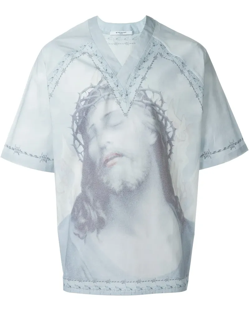 Givenchy T-Shirt mit Christus-Print - Blau Blau