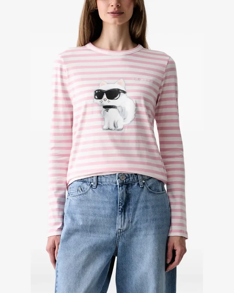 Karl Lagerfeld long-sleeve striped T-shirt - Rosa Rosa