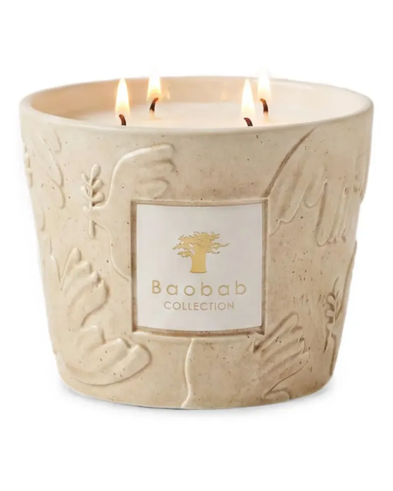 Baobab Collection Paloma embossed ceramic scented candle (10cm) - Nude Nude