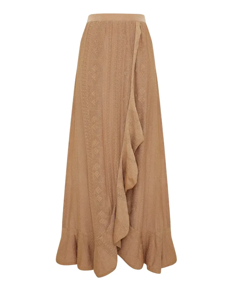 Zimmermann Aster pointelle-knit skirt - Nude Nude