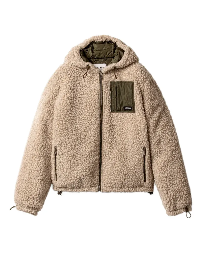 Miu Miu drawstring hooded jacket - Nude Nude