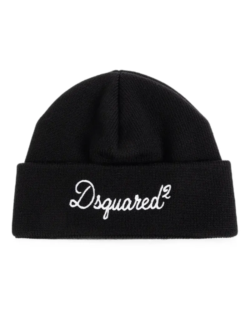 Dsquared2 logo-embroidered beanie hat - Schwarz Schwarz