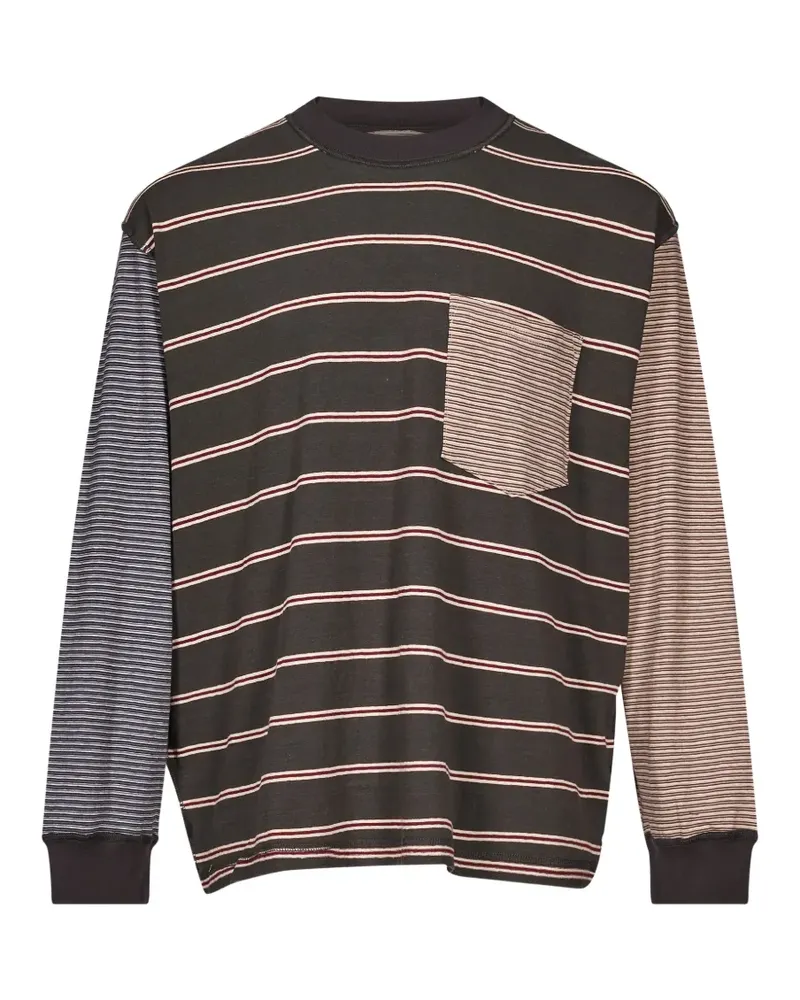 Song For The Mute Gestreiftes Patchwork-T-Shirt - Braun Braun