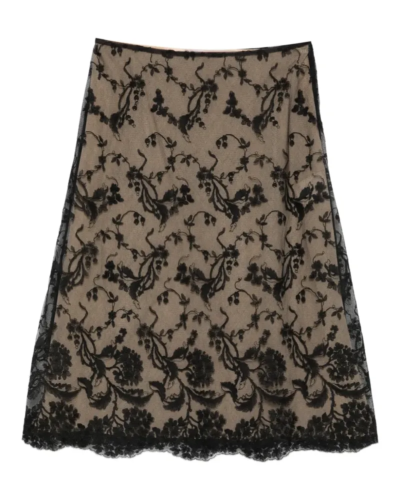 Fendi Midirock aus Spitze - Schwarz Schwarz
