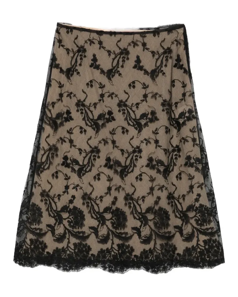 Fendi floral-lace midi skirt - Schwarz Schwarz