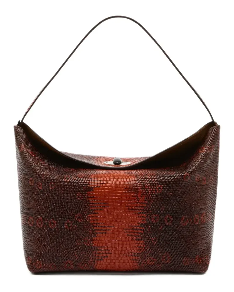 Christopher Esber Mittelgroße Turnlock Lizard Lederschultertasche - Braun Braun