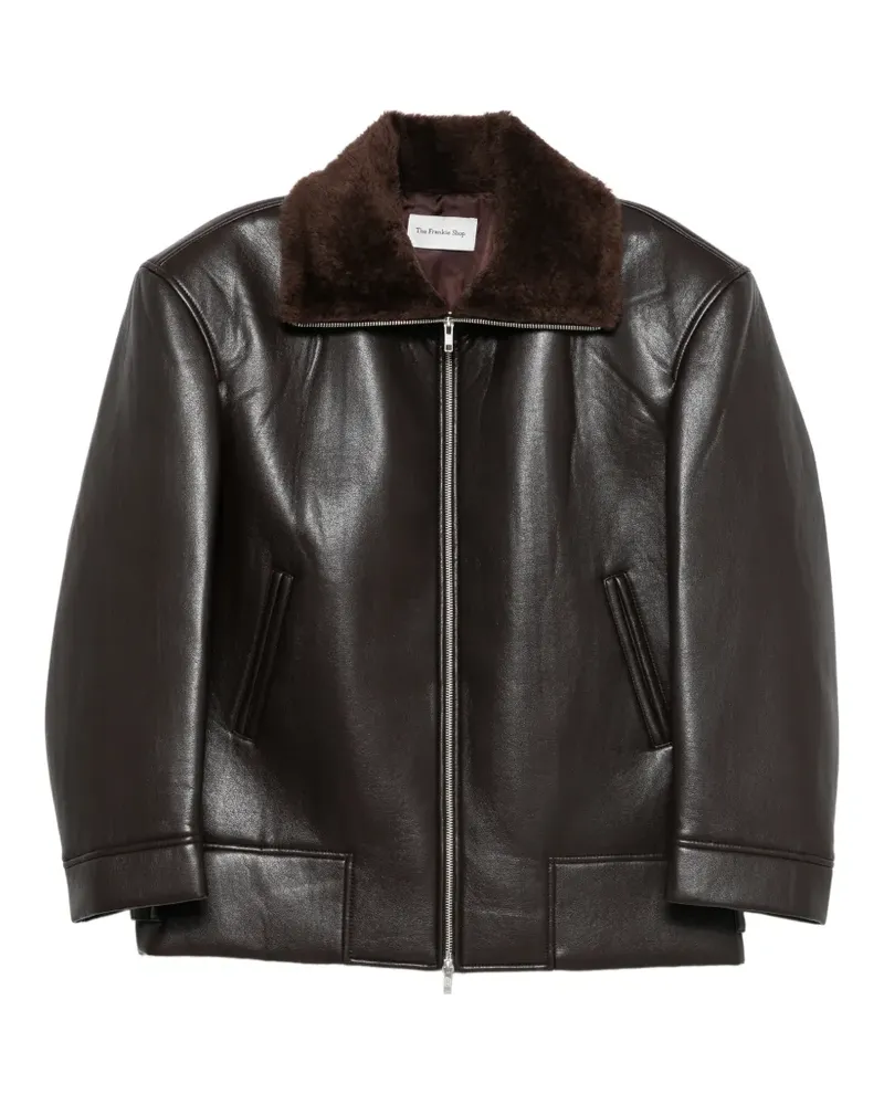 FRANKIE Shop Lederjacke mit Shearling-Kragen - Braun Braun