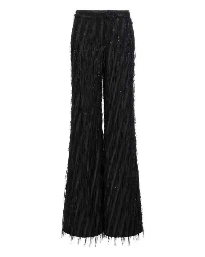 Roberto Cavalli Hose im Metallic-Look mit Fransen - Schwarz Schwarz