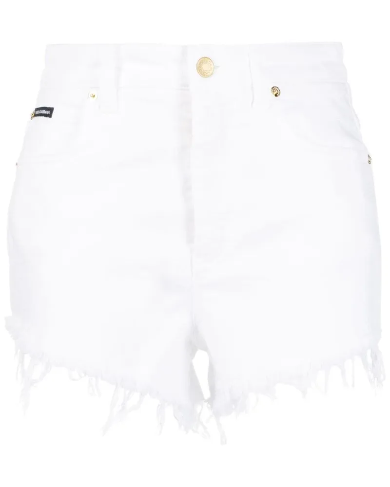 Dolce & Gabbana Ausgefranste Jeansshorts - Weiß Weiß