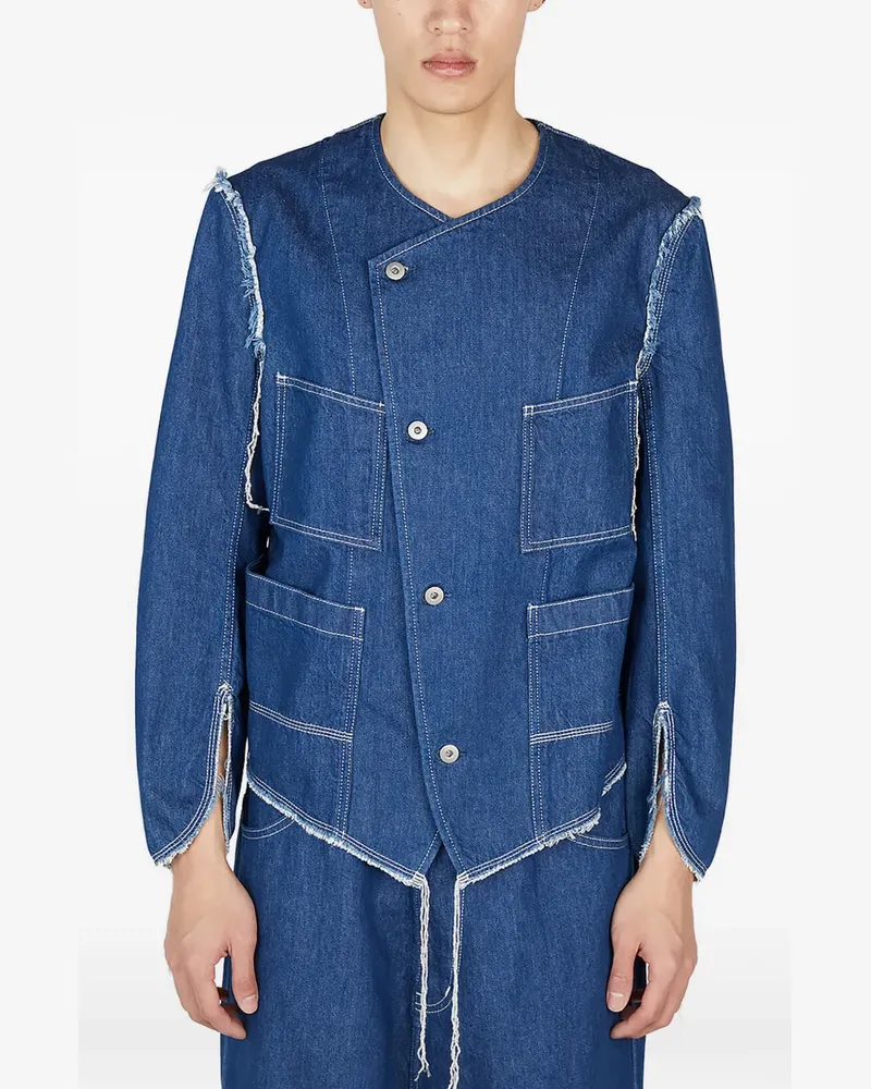 Sulvam Asymmetrische Jeansjacke - Blau Blau
