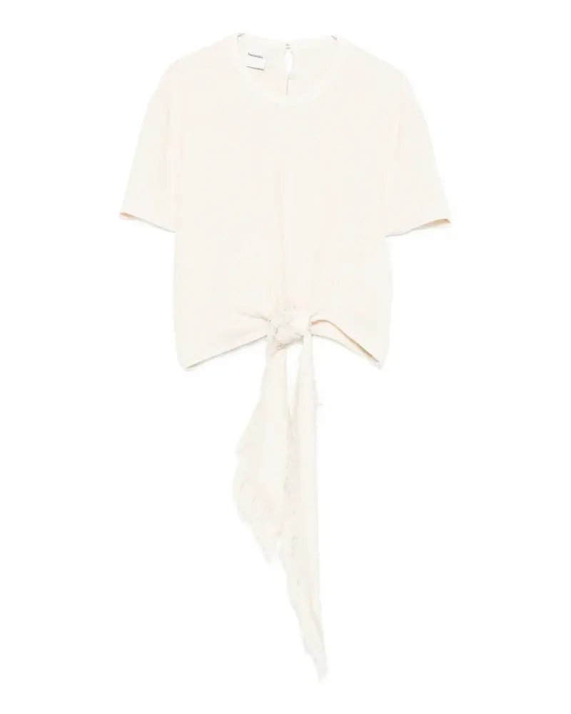 Nanushka Mariel frayed-detail top - Nude Nude