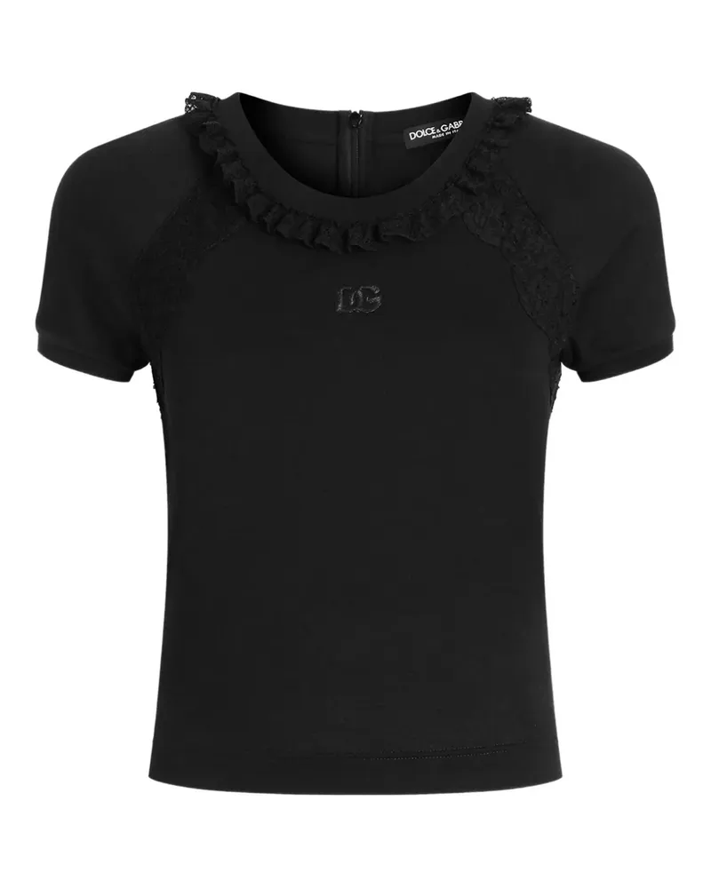 Dolce & Gabbana T-Shirt mit Spitzendetail - Schwarz Schwarz