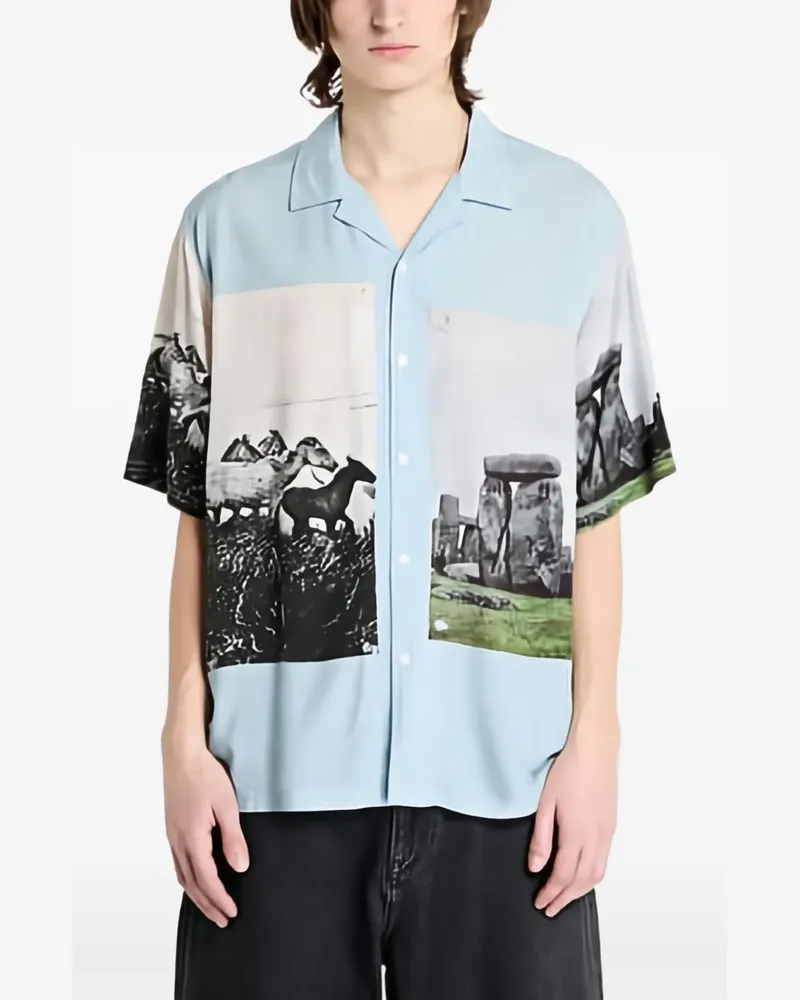 PLEASURES Stone Horse Hemd - Blau Blau