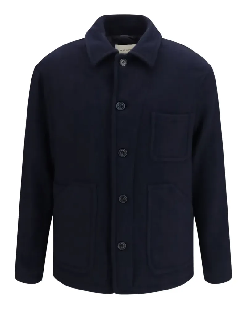 Brooksfield button-up patch-pocket sweater - Blau Blau