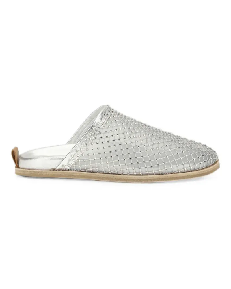 forte_forte crystal-embellished mesh mules - Silber Silber