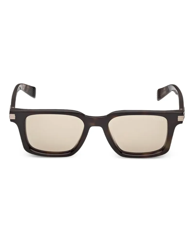 Ermenegildo Zegna Sonnenbrille mit eckigem Gestell - Braun Braun