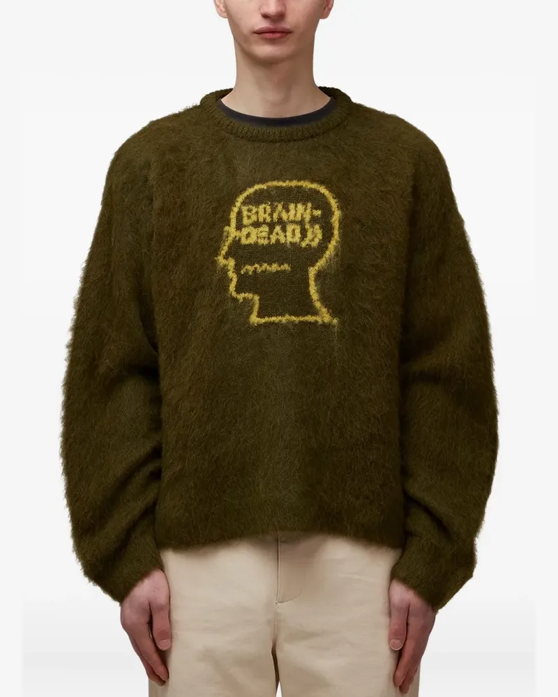 Brain Dead Strickpullover mit Kopf-Logo - Grün Grün
