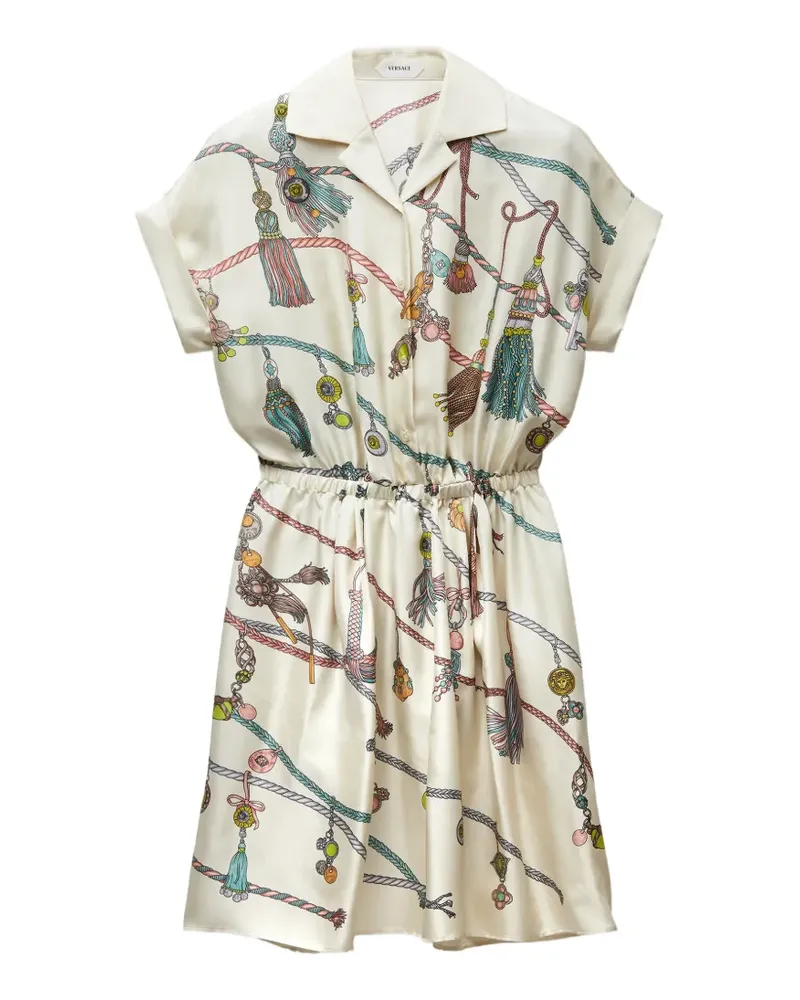 Versace printed silk twill mini dress - Nude Nude