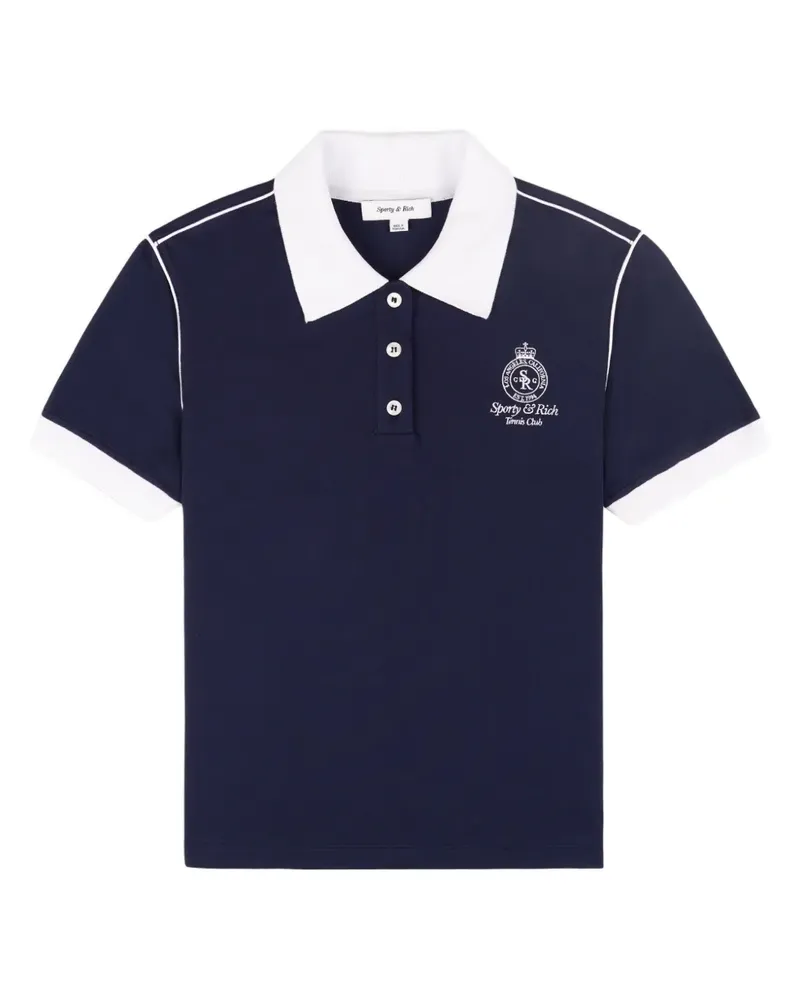 SPORTY & RICH Poloshirt mit Kontrastdetails - Blau Blau