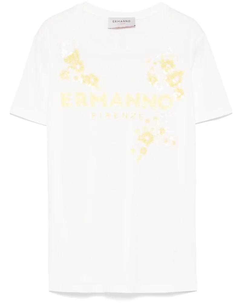 Ermanno Scervino T-Shirt mit Pailletten - Weiß Weiß