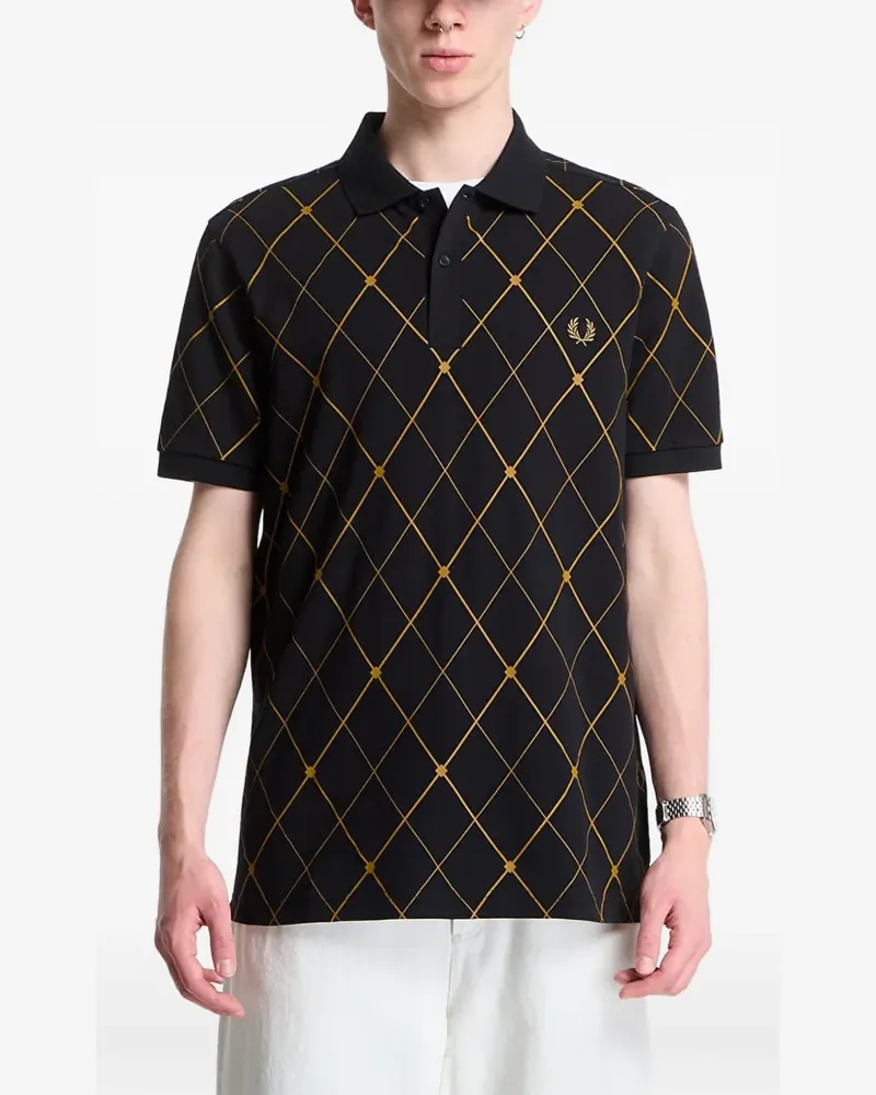 Fred Perry Argyle-print  polo shirt - Schwarz Schwarz