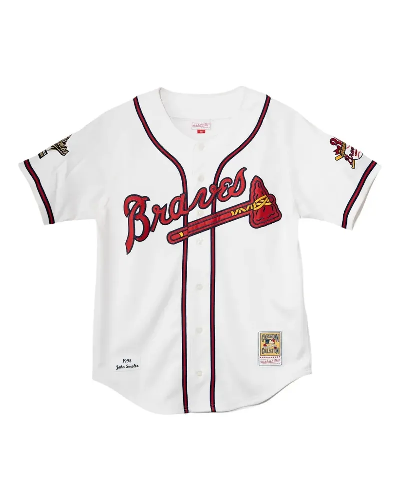 Mitchell & Ness Atlanta Braves 1995 World Series patch jersey shirt - Weiß Weiß