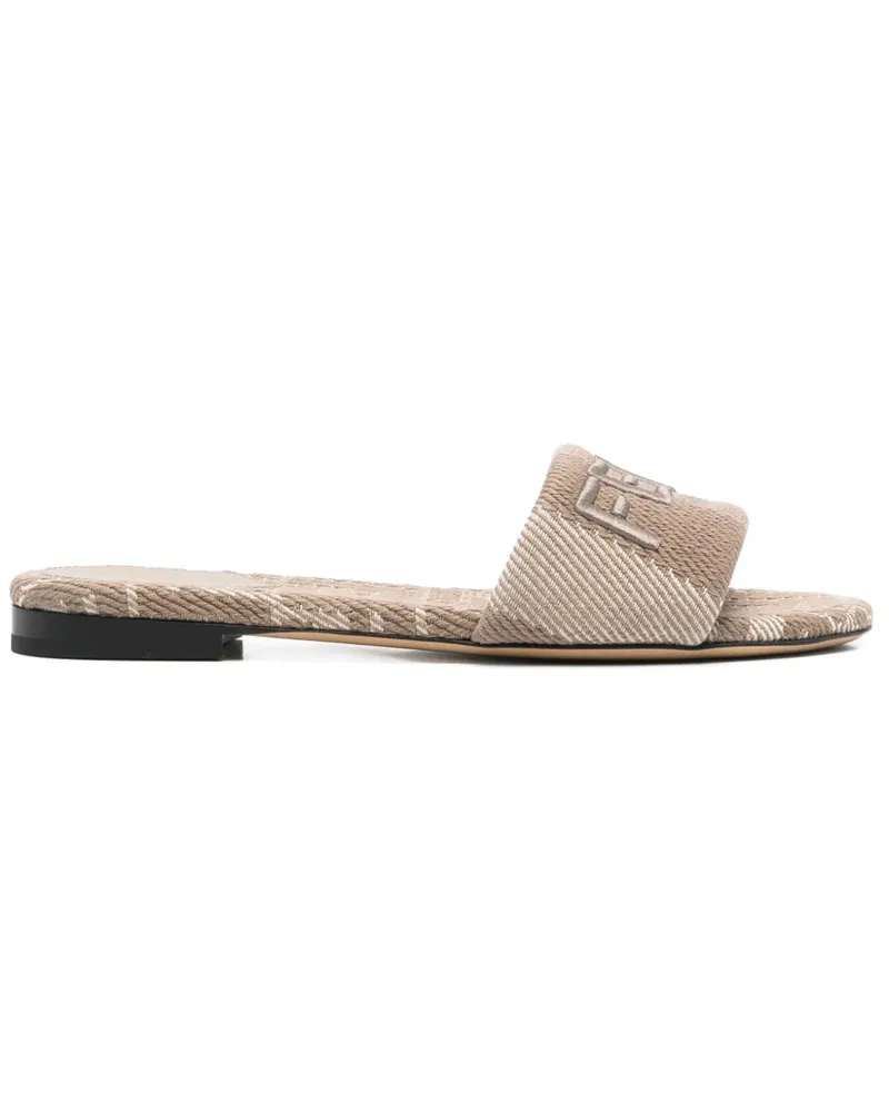 Fendi Pantoletten mit Logo-Stickerei - Braun Braun