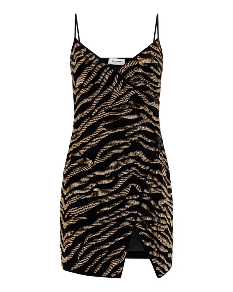 Balmain velvet dress with tiger embroidery - Schwarz Schwarz