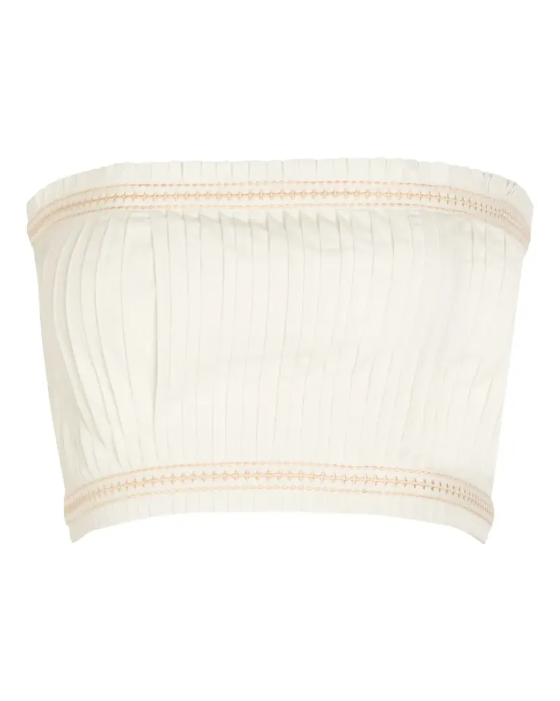 Emporio Sirenuse pleated embroidered-trim top - Weiß Weiß