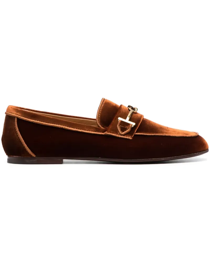 TOD'S Loafer aus Samt mit Logo - Orange Orange