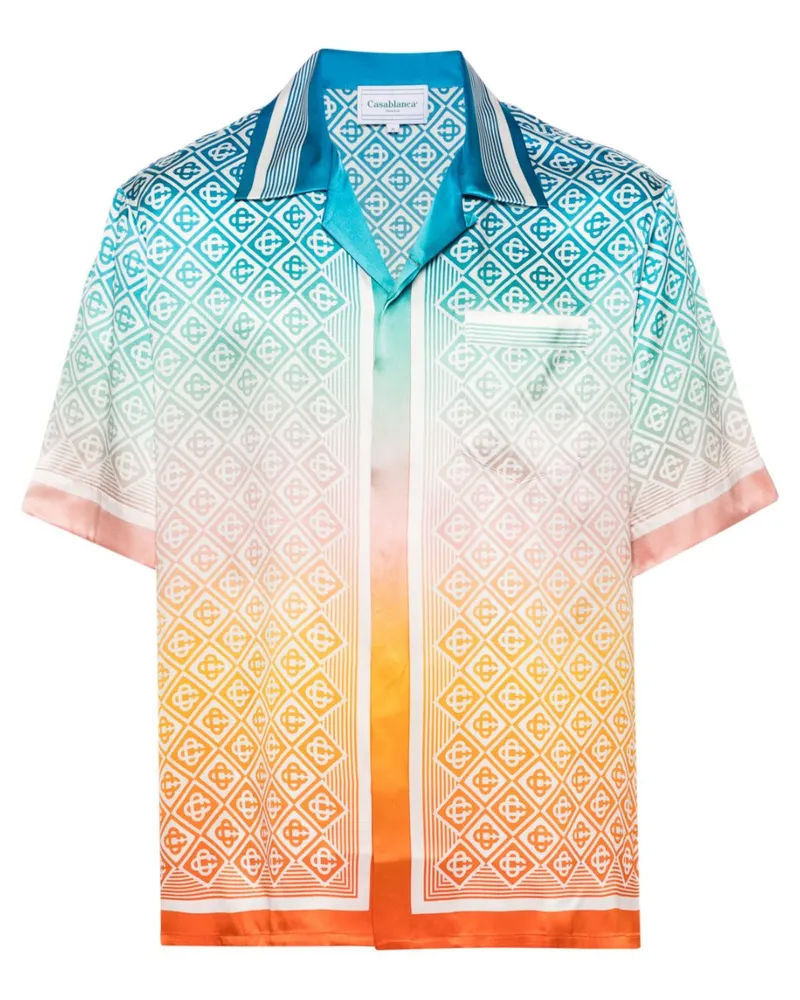 Casablanca Paris Diamond Monogram Hemd aus Seide - Blau Blau