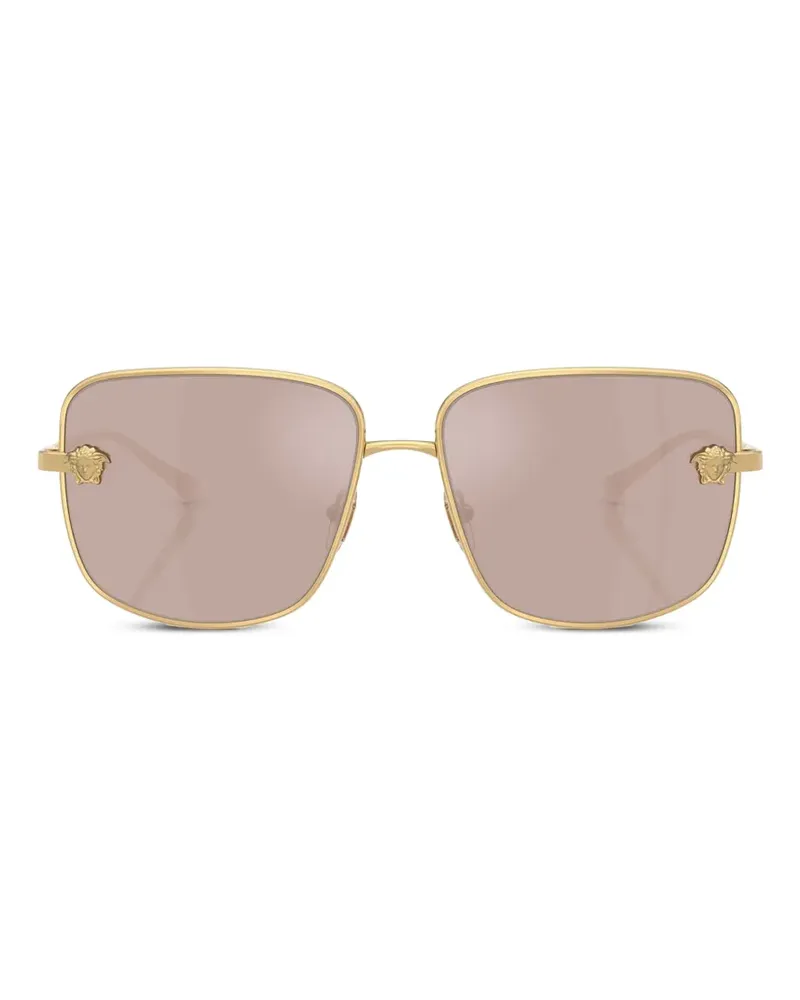 Versace Eckige Sonnenbrille mit Medusa-Schild - Gold Gold